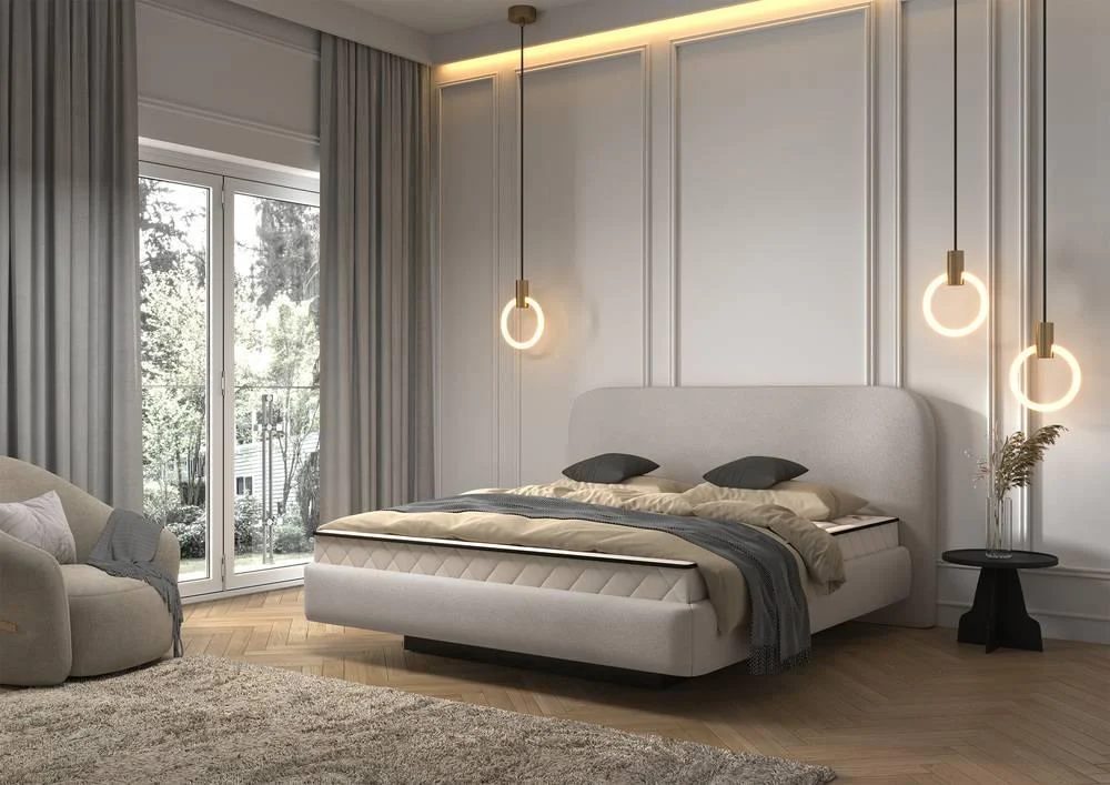 Bedframe Rosello 160 x 200 cm chenille met opbergruimte