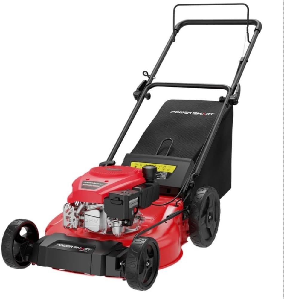 PowerSmart 21 2-in-1 Push Lawn Mower  144cc Engine Mulching  Bagging  High Wheels  Lightweight and Easy Assembly 6 Cutting Height  Lightweight for Garden Yard
