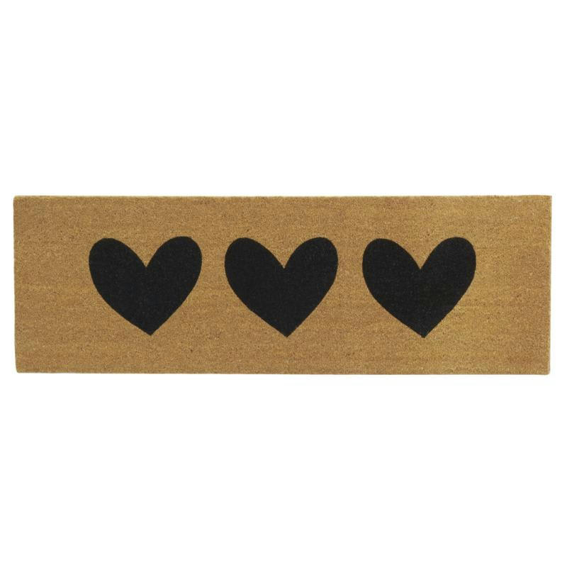 - Paillasson grande taille en coco 120 x 40 cm 3 coeurs
