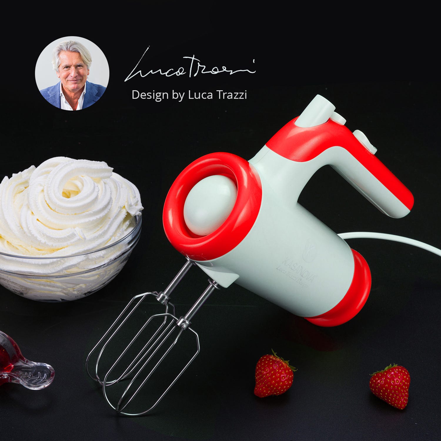 Sbattitore elettrico in plastica e acciaio da 250 Watt, Design Luca Trazzi