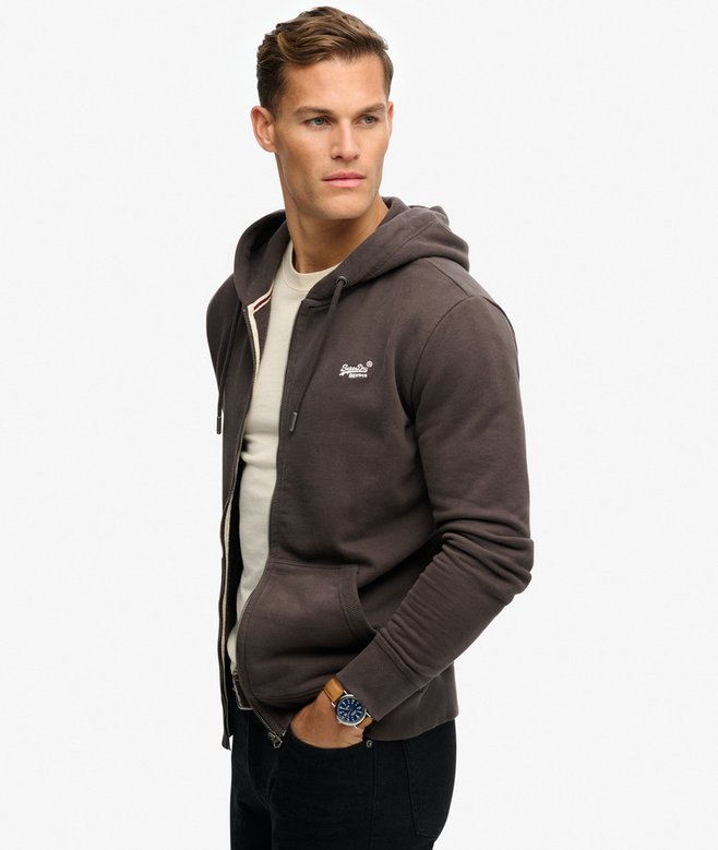 Essential Logo Half Brushed Zip Hoodie