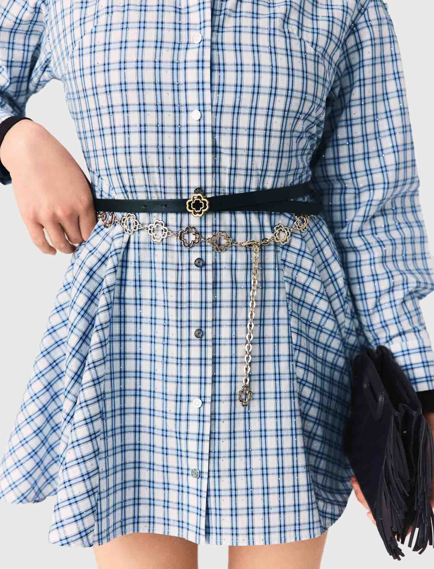 Robe chemise en coton strassé