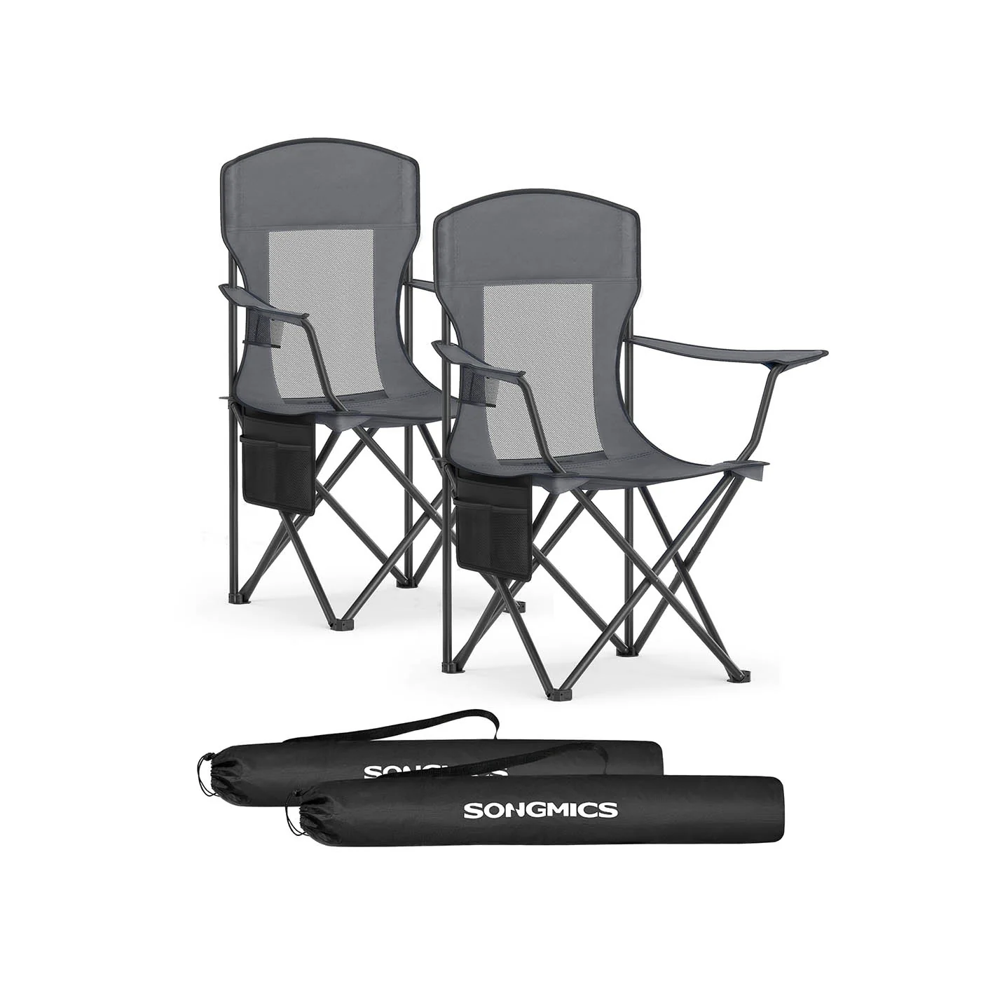 Lot de 2 chaises de camping avec porte-gobelet