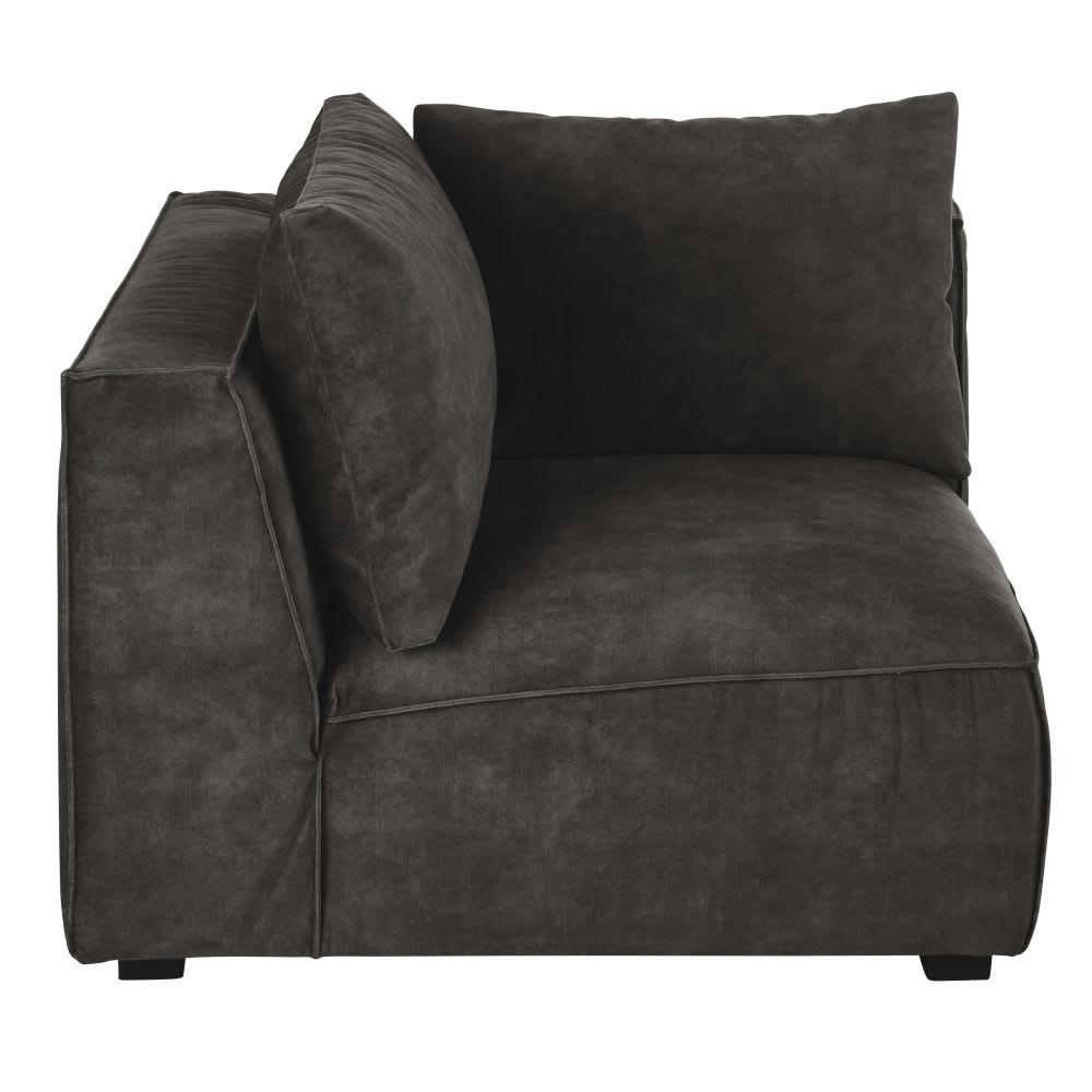Barack - Angle pour canapé modulable en velours marbré gris foncé