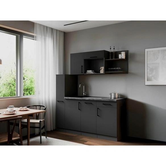 Küchenzeile, »Oliver«, LxBxH: 175x60x200 cm, grau matt