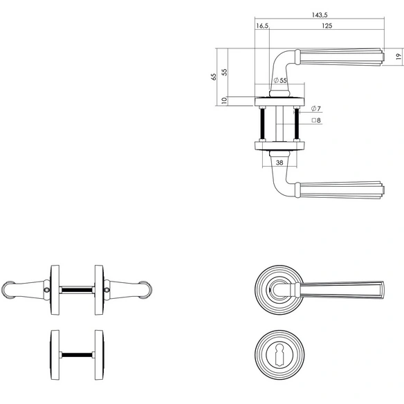 Türdrücker »Bellevue«, D.55x10 mm BB-Rosetten