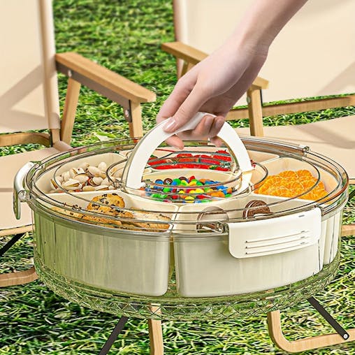 NNETM Round Plastic Food Storage Organizer with Lid