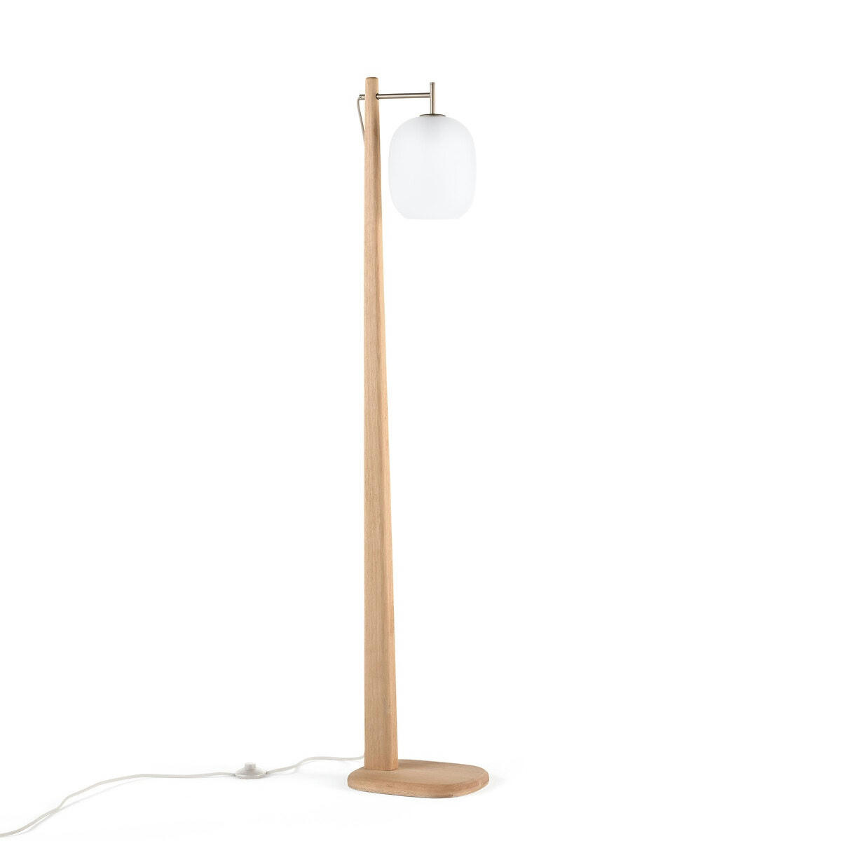 Lampadaire en chêne, métal fer verre givré, Navida