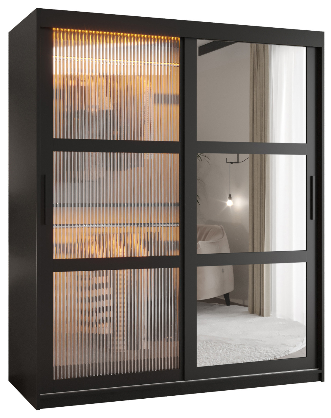 Szafa przesuwna Garderoba FLUTES 2 150 czarny