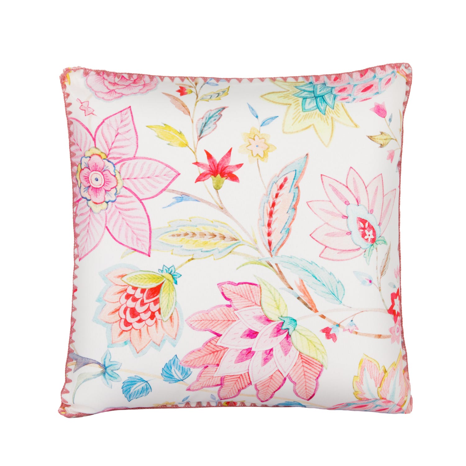 Cuscino divano 45x45 cm fiori rosa stilizzati