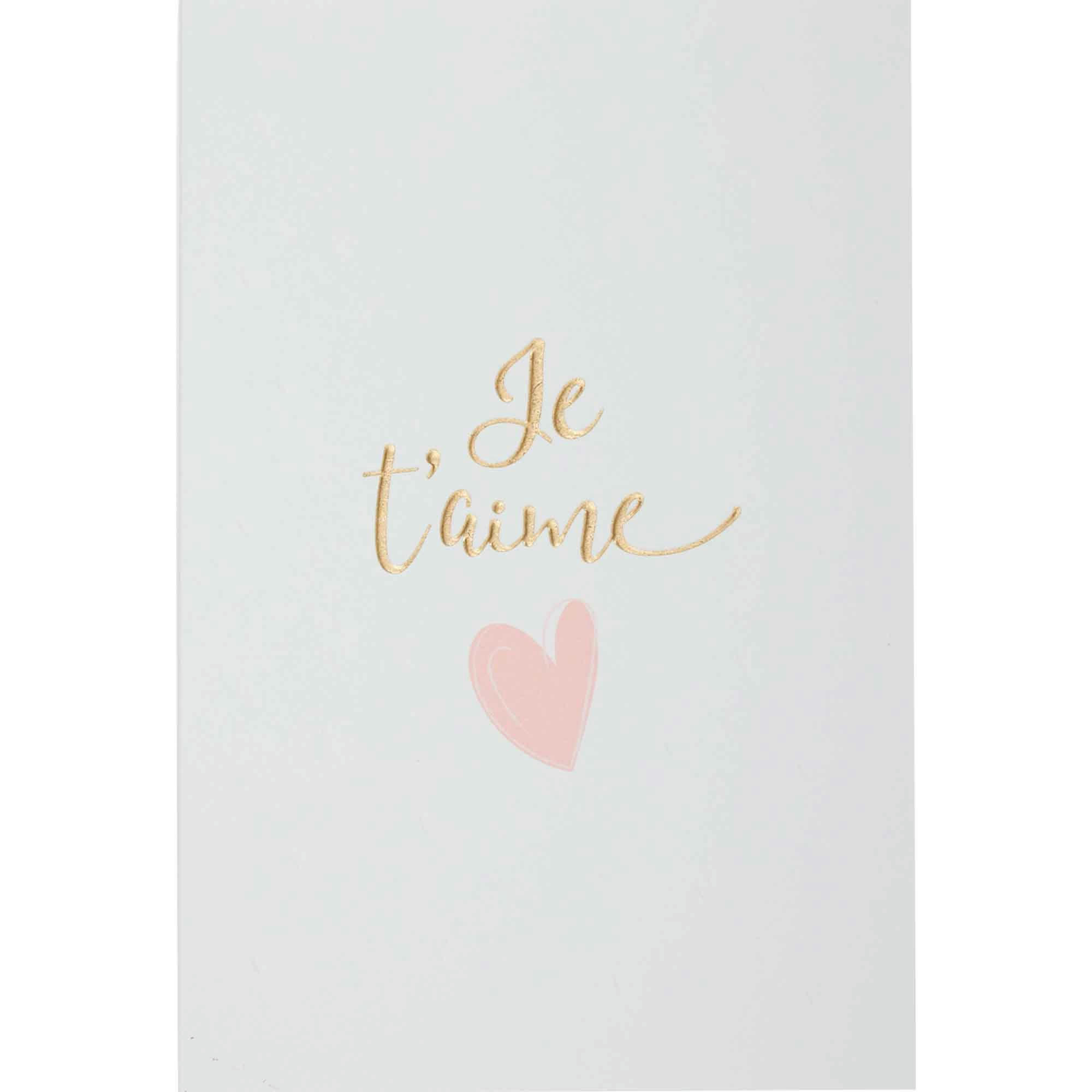 - Carte je t'aime lettres or