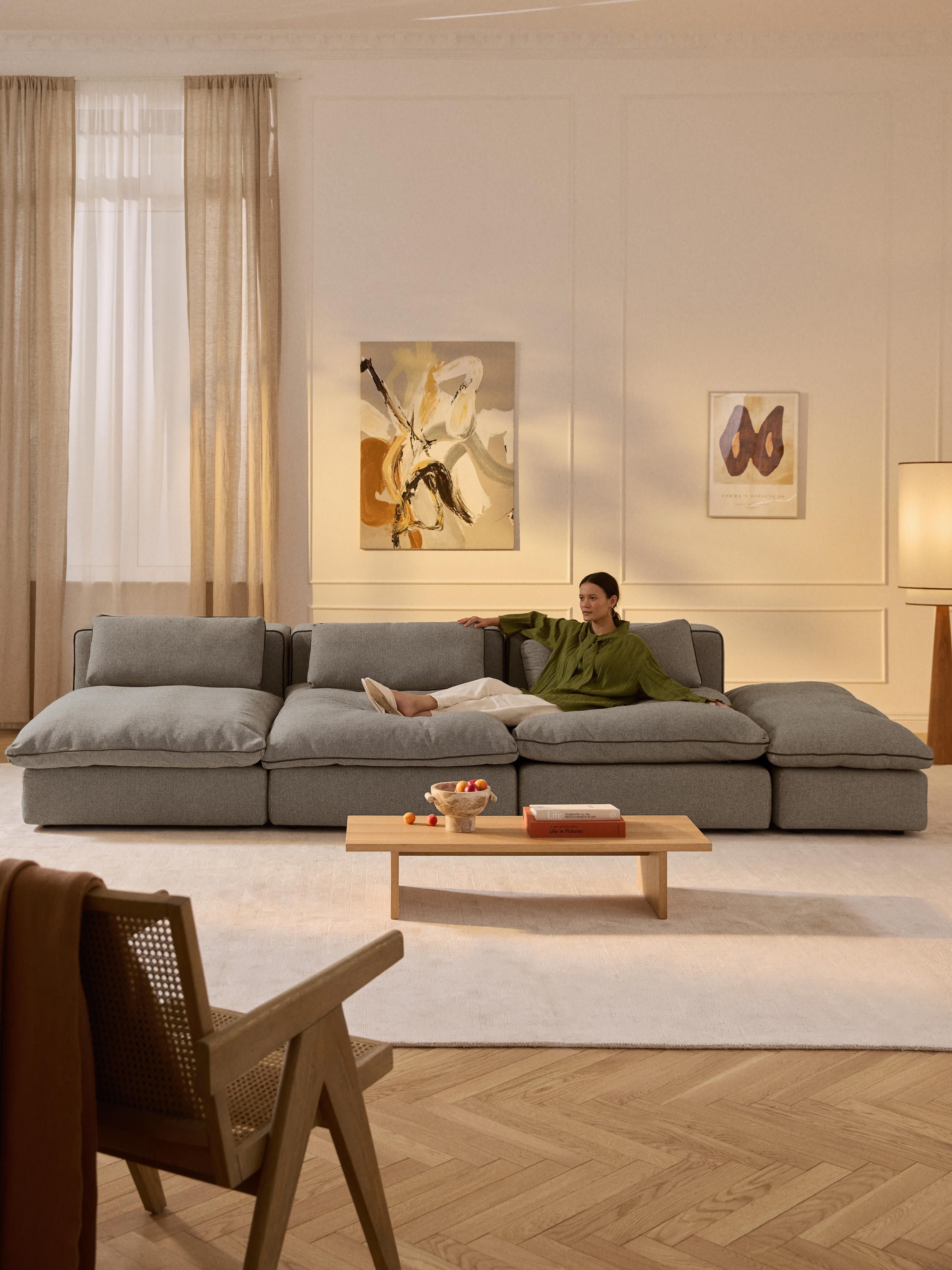 Modulares XL-Sofa Felix (3-Sitzer) mit Hocker