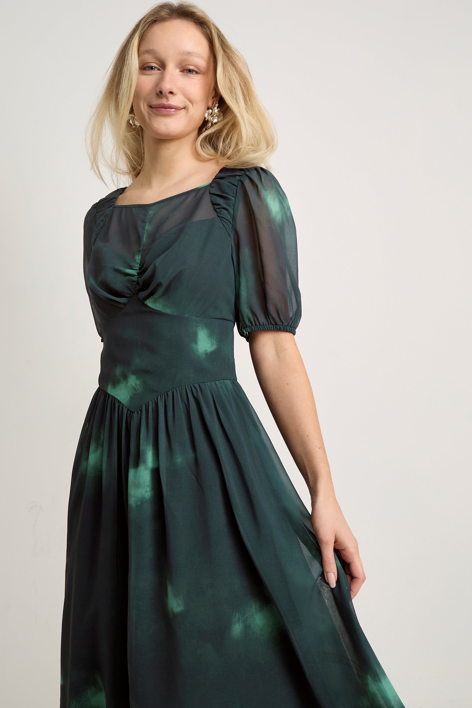 GWD by GEORGE W. DAVIES GWD Calla Green Printed Midi Dress
