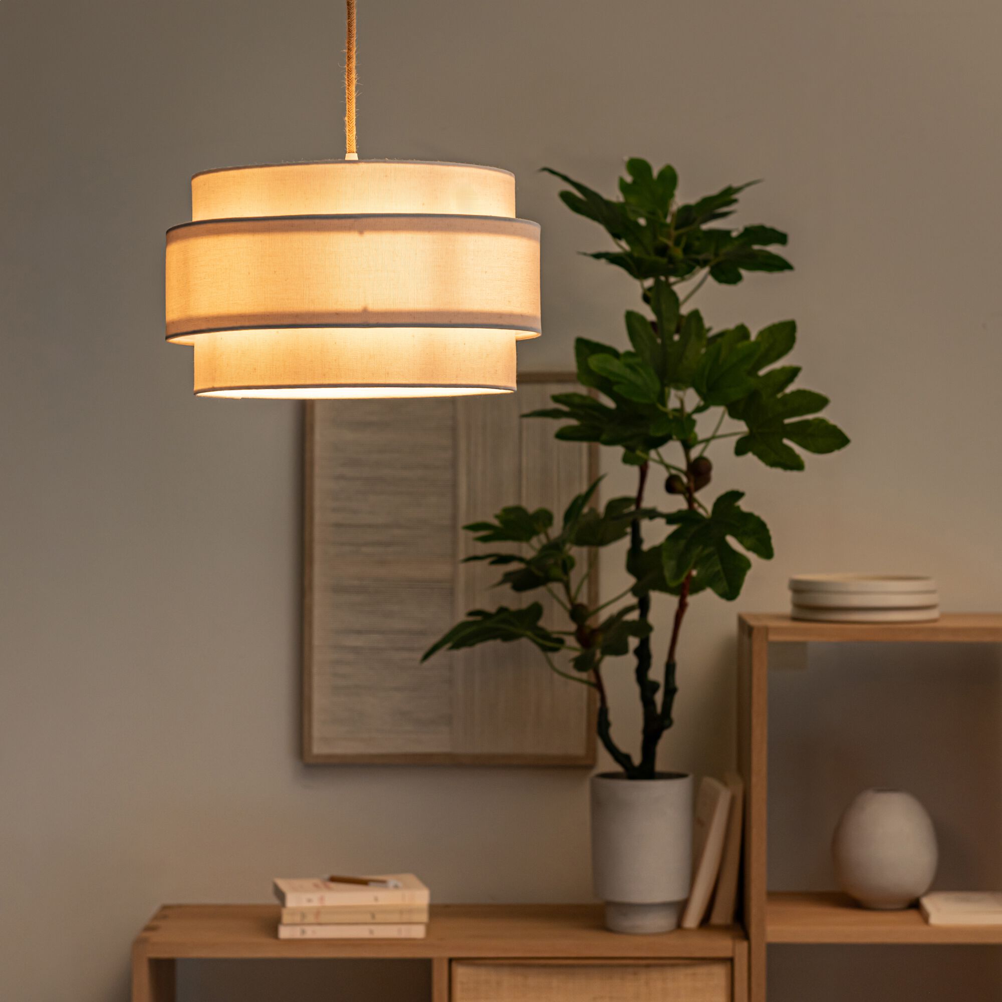 KOMY - Abat-jour en lin - beige