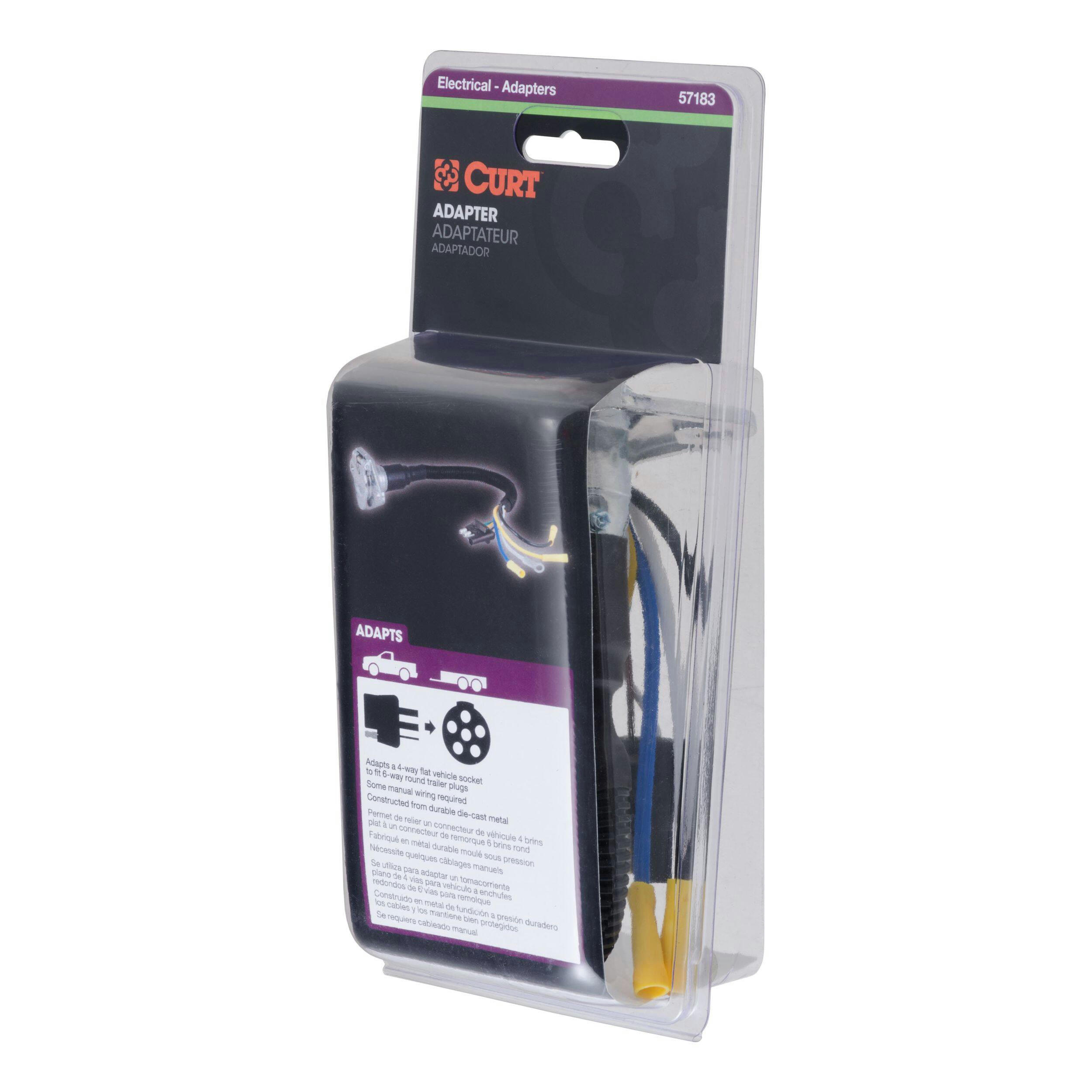 CURT Electrical Adapter 4-Way Flat Vehicle to 6-Way Round Trailer