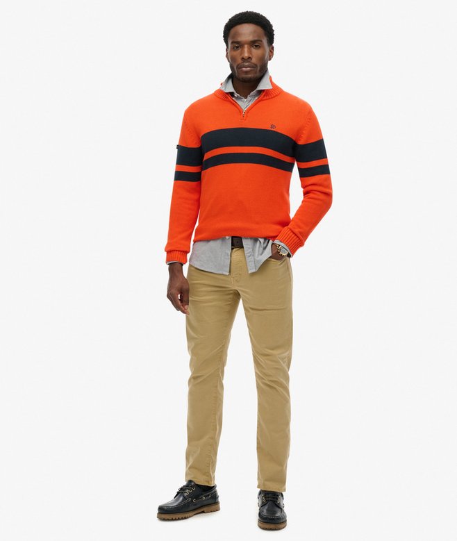 Cotton Stripe Half Zip Knit