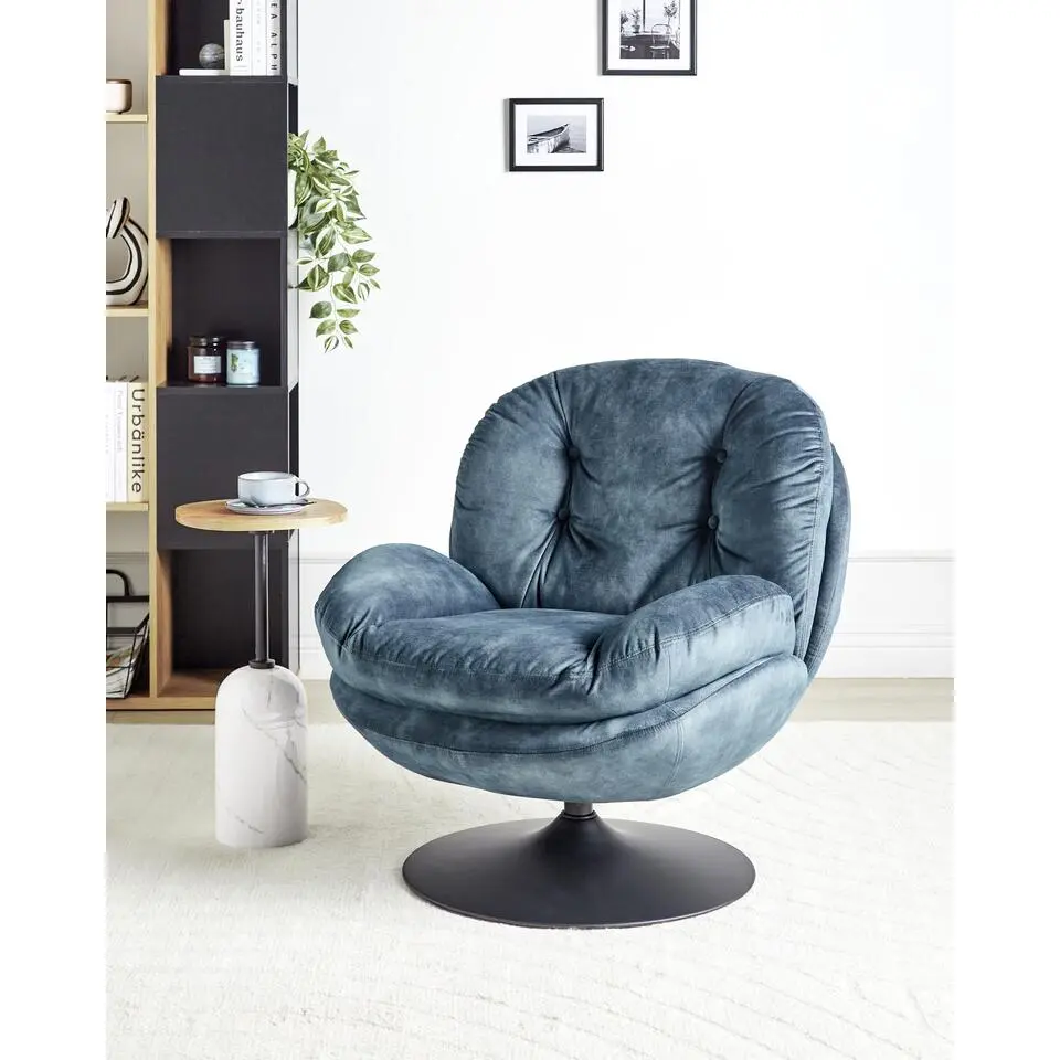 NOLVIK - Fauteuil - Donkerblauw - Fluweel