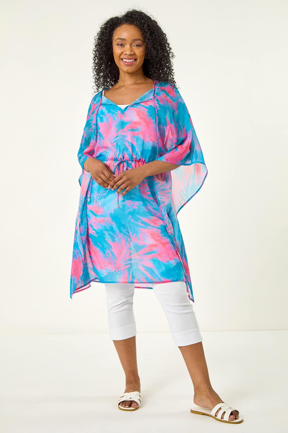 Roman Petite Abstract Tie Waist Cover Up