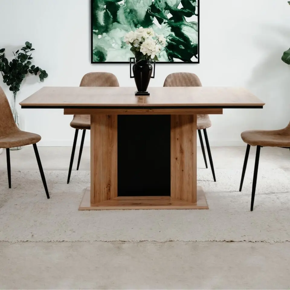 CALICOSY-NOVARA Eetkamertafel - Zwart - 90x160x76 cm