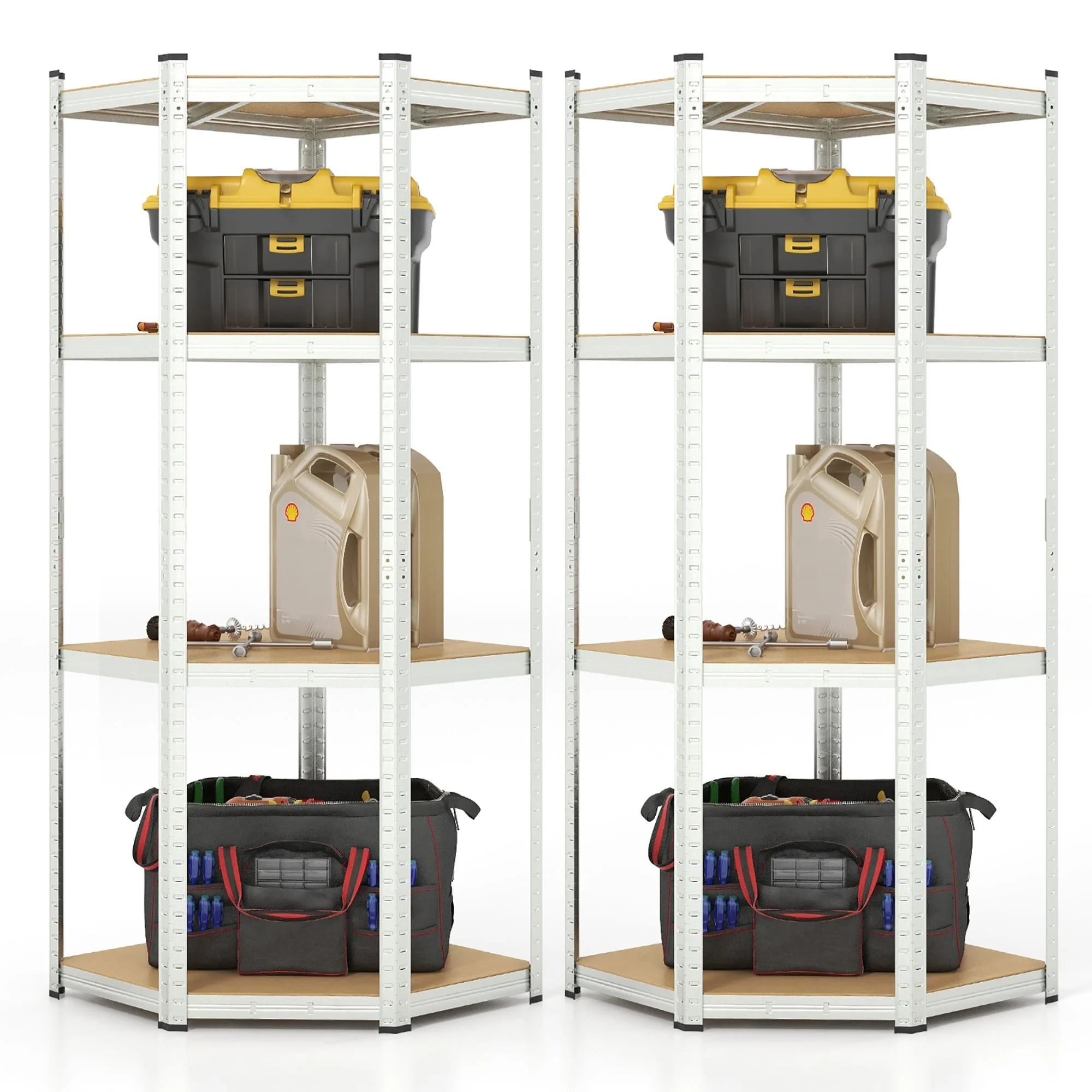 Gymax 2PCS 4-Tier Adjustable Garage Storage Utility Rack Corner