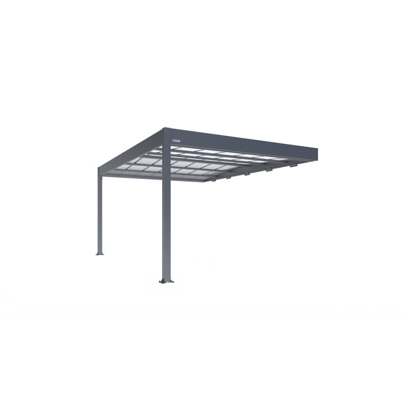 Carport en aluminium Libeccio gris anthracite adossé 16,24 m²