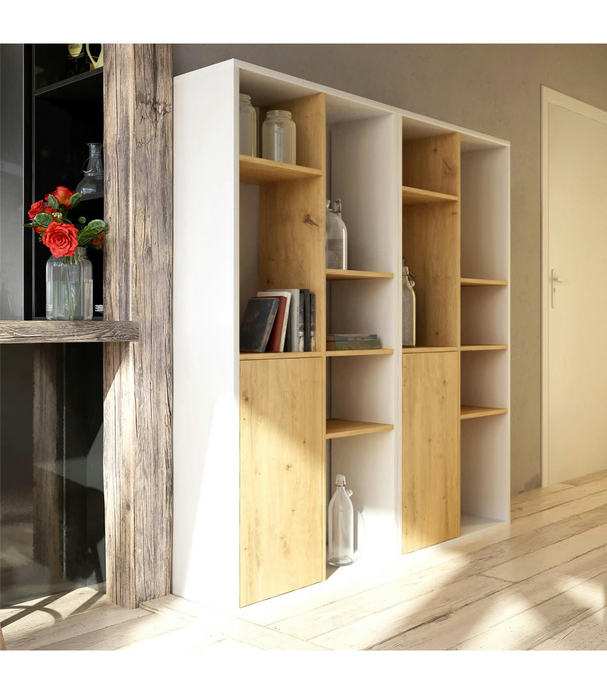 SPACE - Bibliothèques Modulable avec 1 Porte L75 x H160 cm