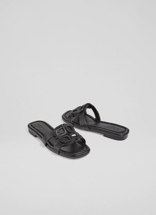 Casper Black Leather Flats