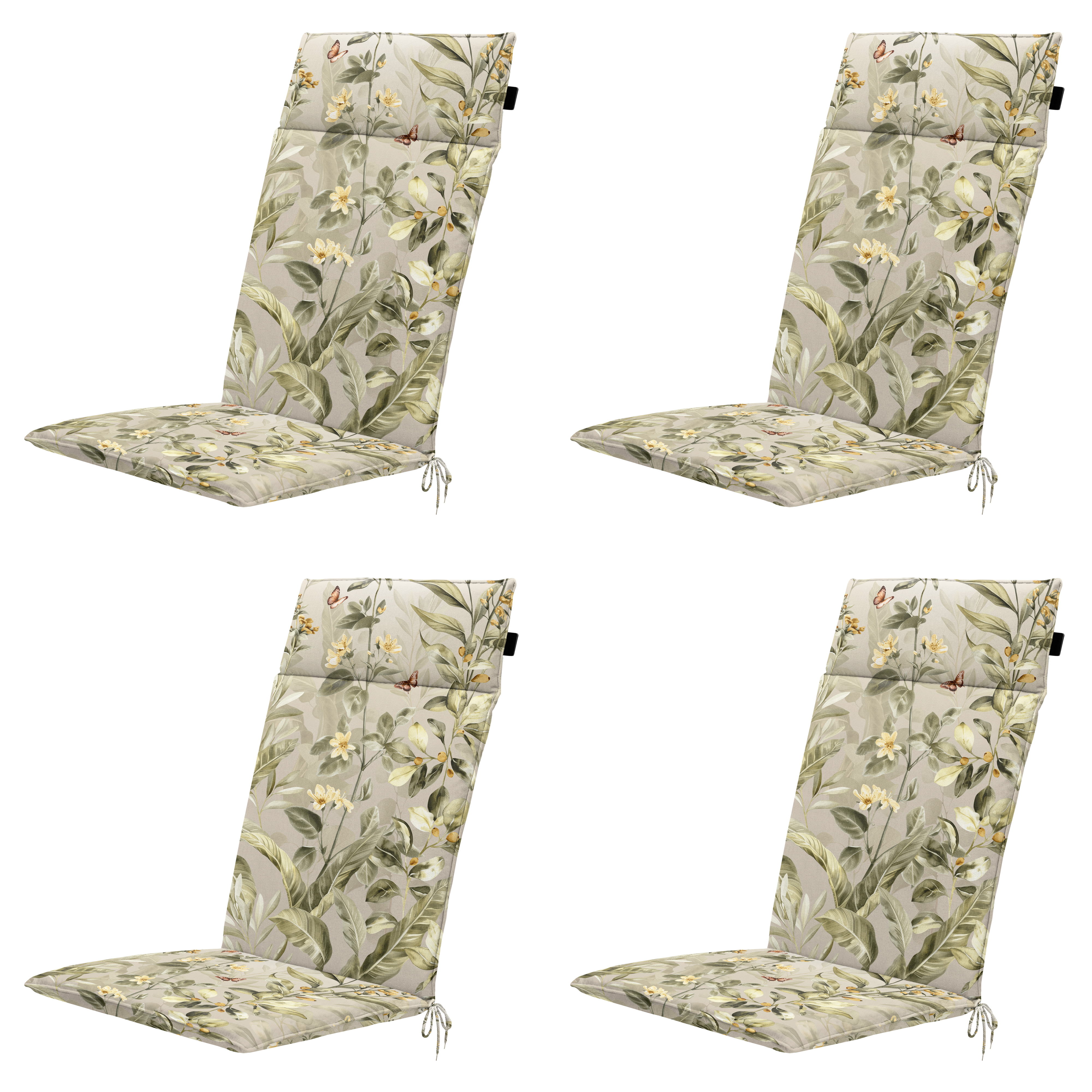 Madison tuintstoelkussen hoge rug Elisa - multikleur - 120x50x4cm - set van 4