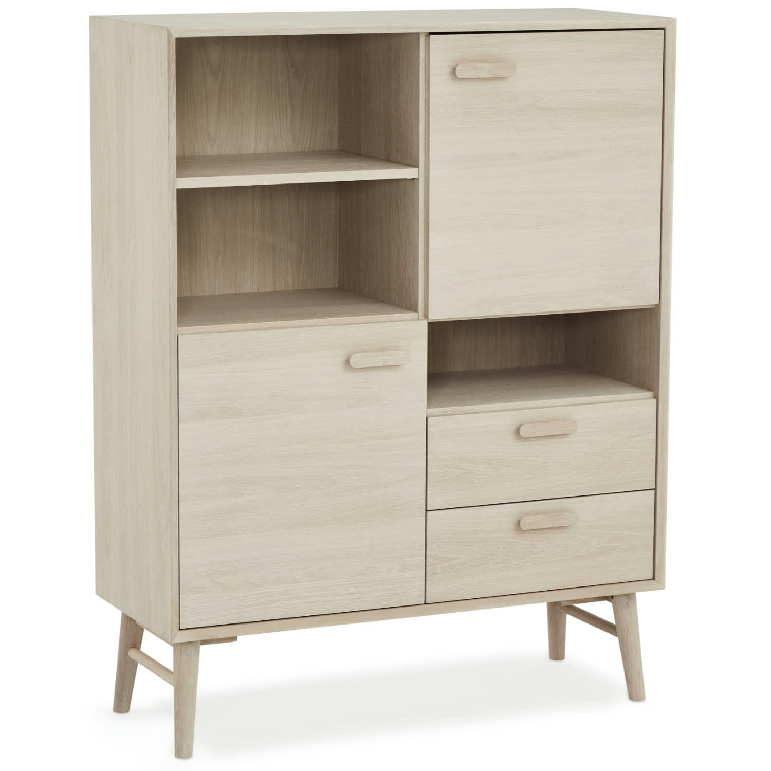 PORTO - Buffet haut 2 portes 2 tiroirs en chêne massif clair