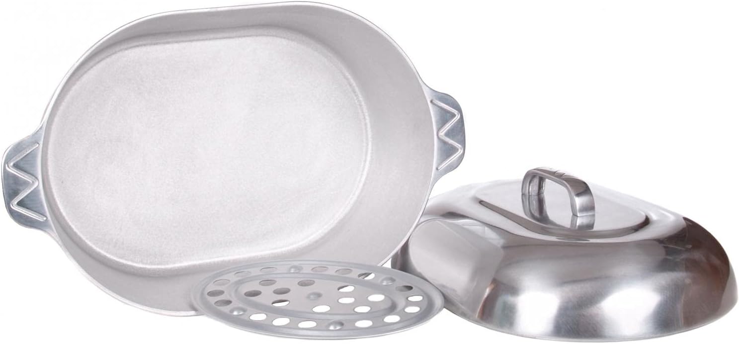 18 Inch Aluminum Oval Roaster - McWare by Cajun Classic Cookware