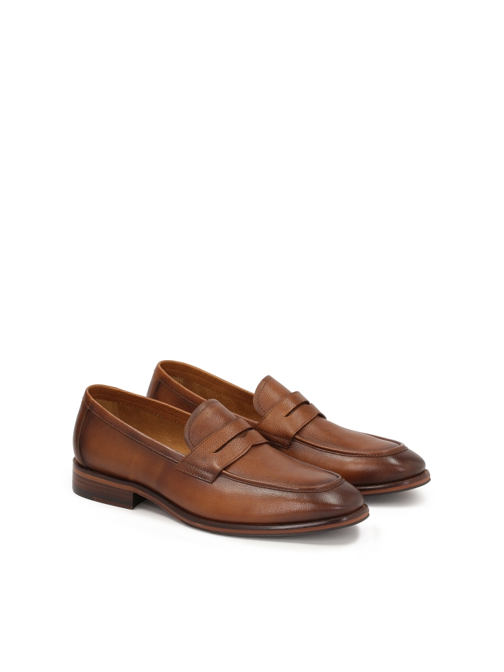 Brown leather loafers