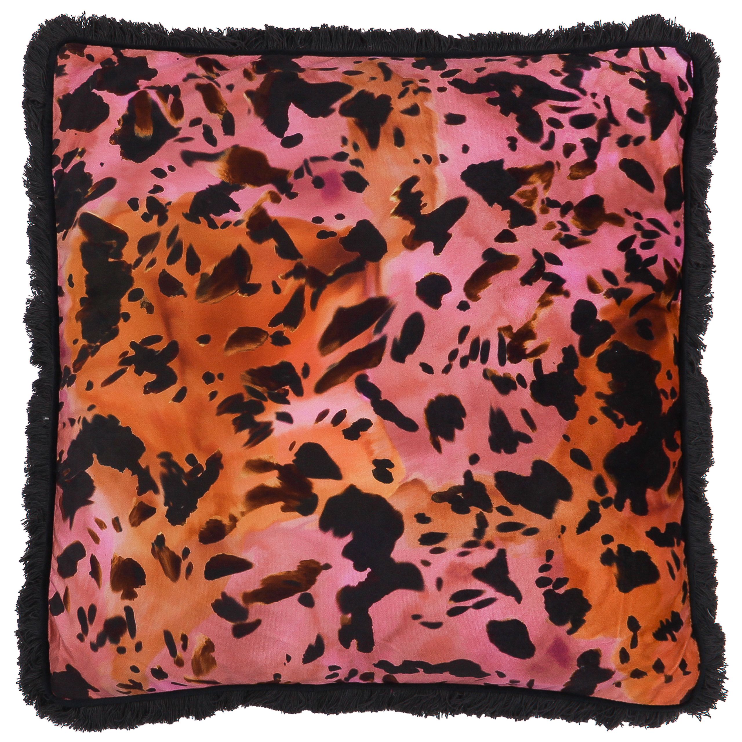 Paoletti Colette Animal Satin Fringed Polyester Filled Cushion