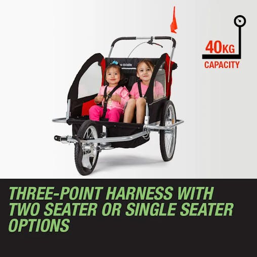 NNEMB Kids Bike Trailer Child Bicycle Pram Stroller Children Jogger Red