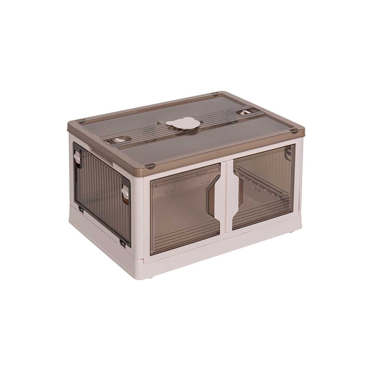 Caixa de arrumação dobrável transparente com tampa 27,5x47,5cm