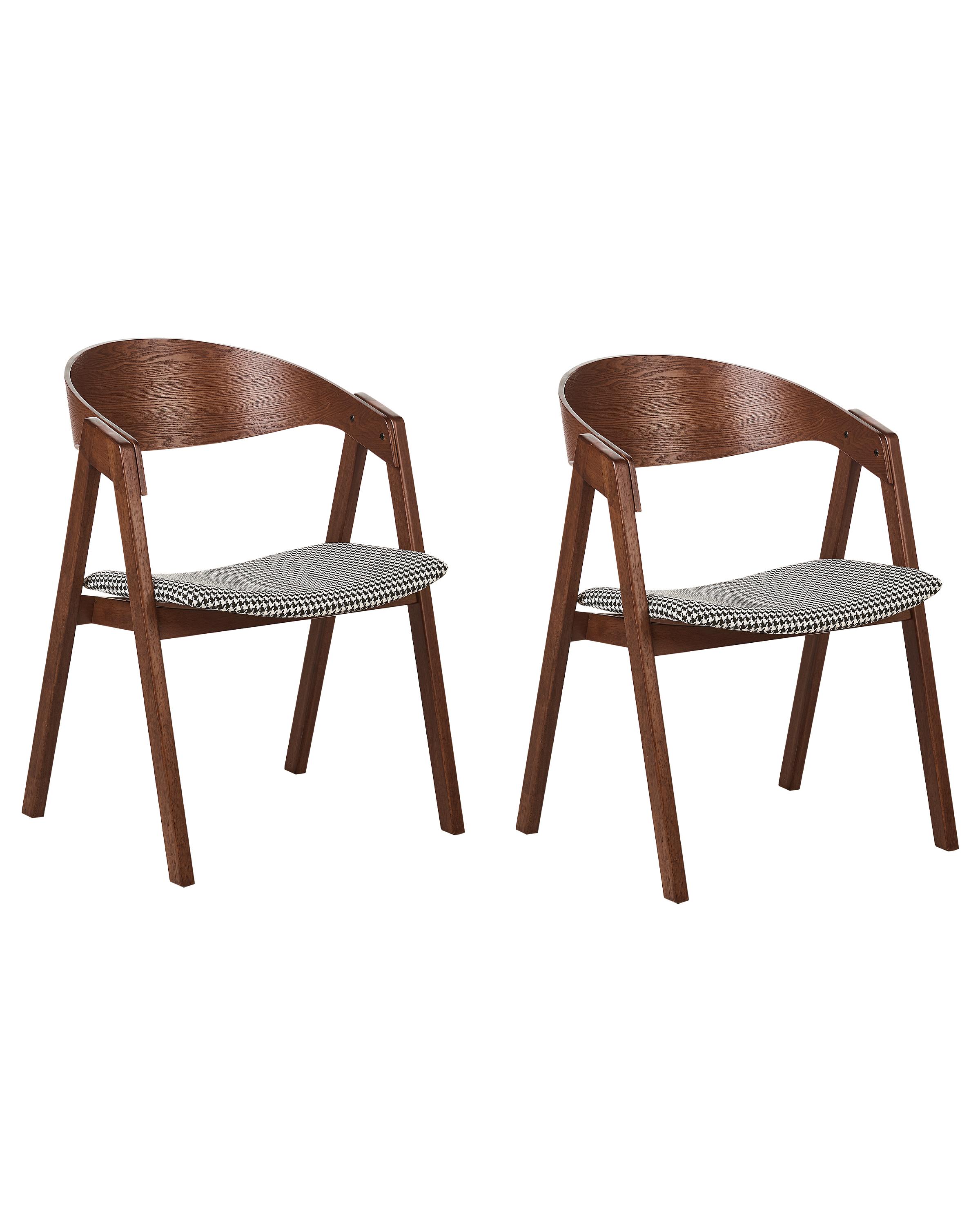 Set of 2 Dining Chairs YUBA Wood Black/ White