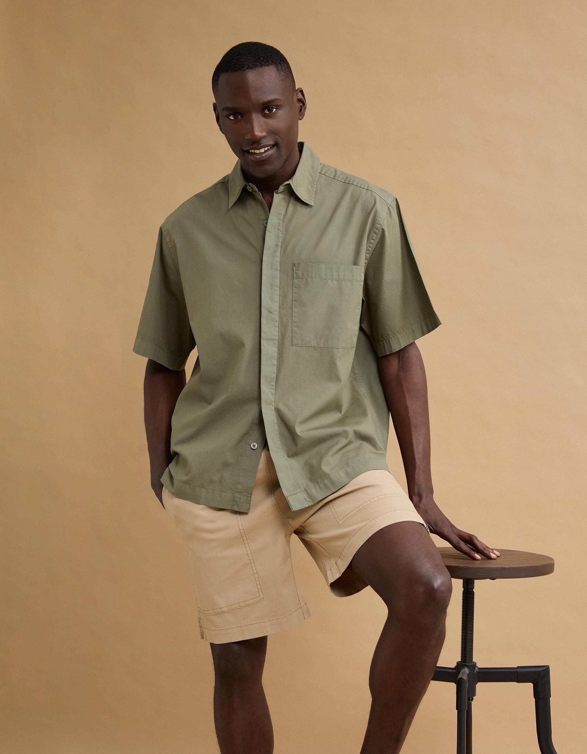 Camisa Popline, Homem, Verde Escuro