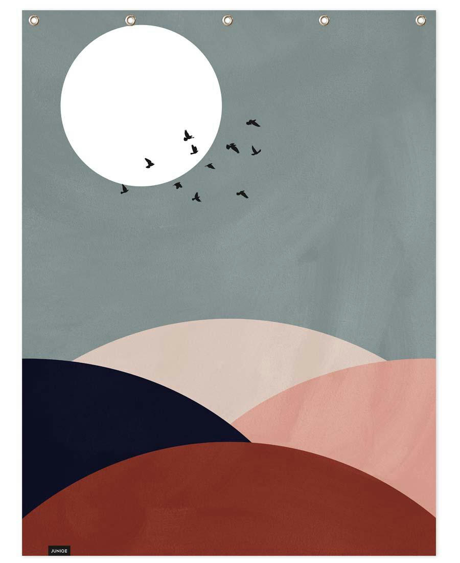 HILLSCAPE II - Rideau de douche en polyester en gris & rouge 150x200