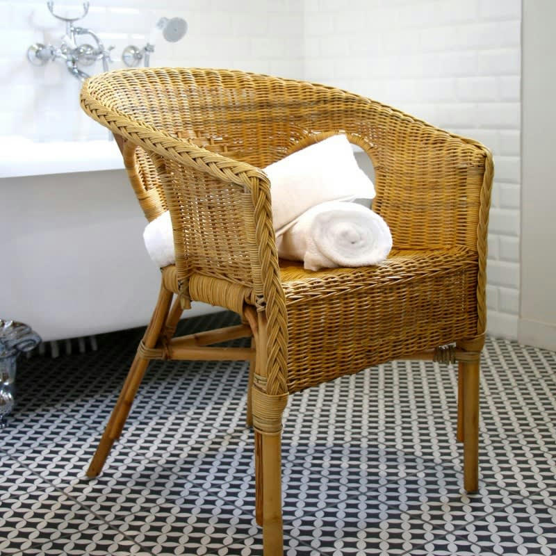 CHRIS - Fauteuil en osier pour salon jaune