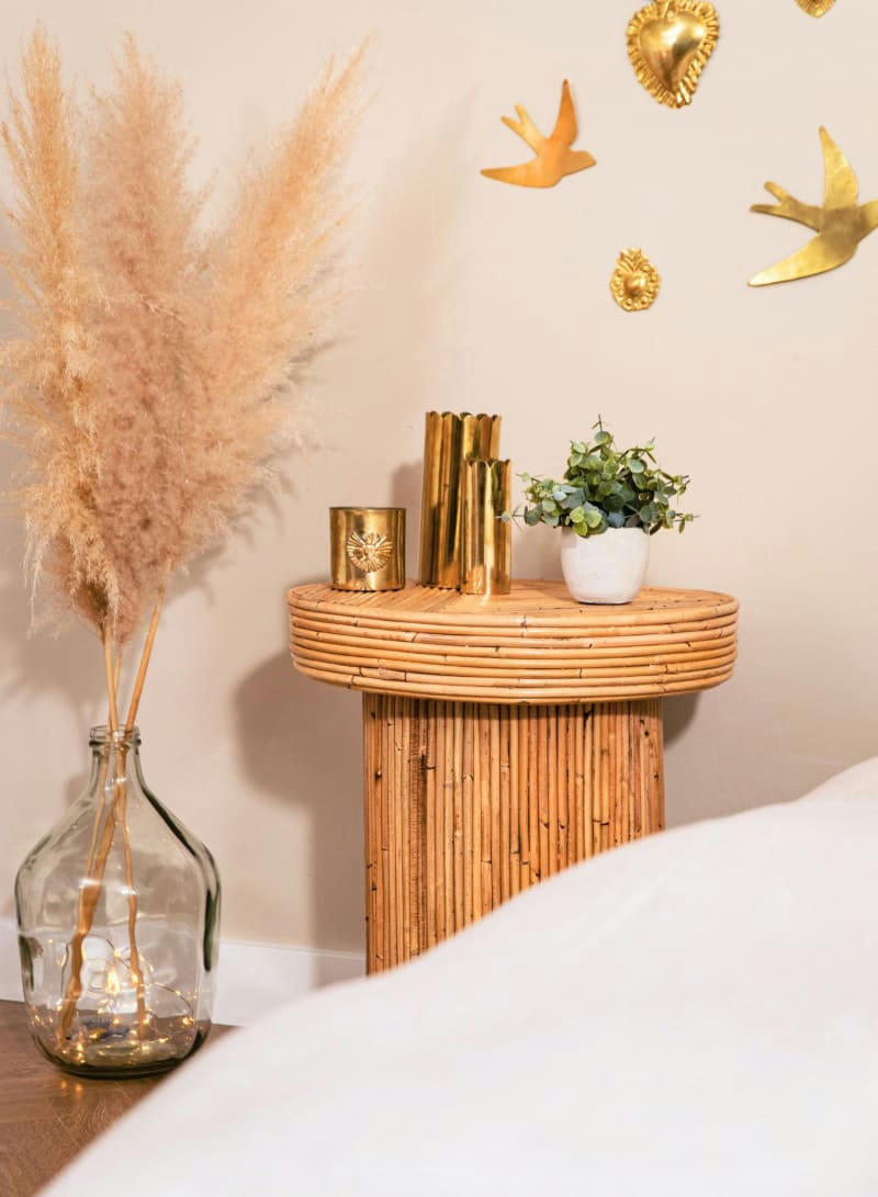 GILI - Chevet / table d'appoint rotin rond