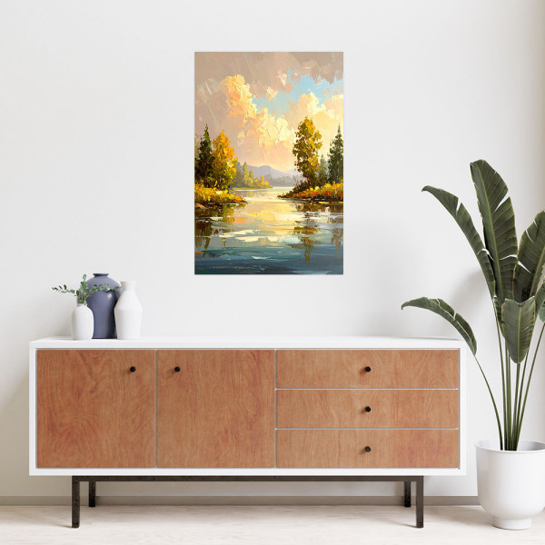 Naklejka na ścianę Feeby Jezioro Drzewa Pejzaż Natura 20x30