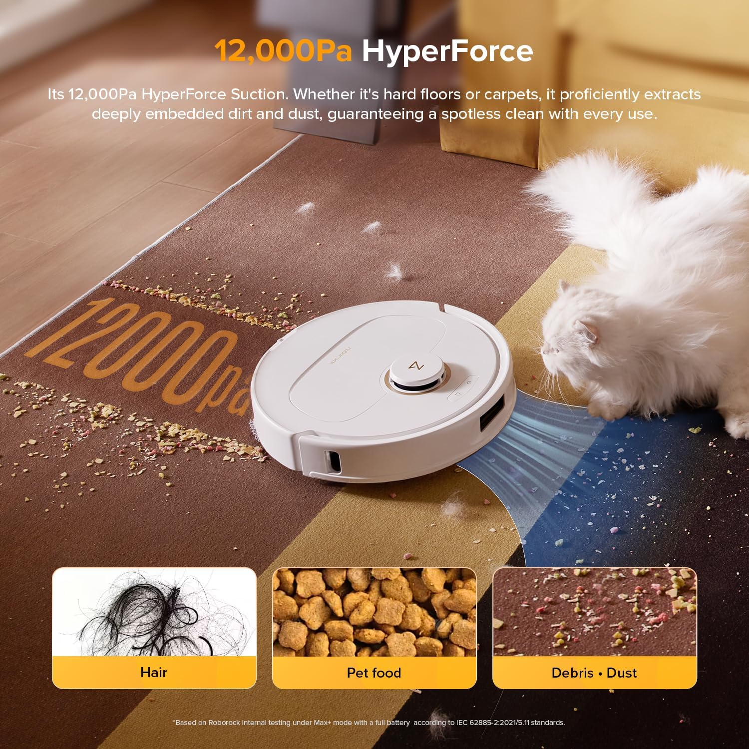 roborock Qrevo S5V Robot Vacuum and Mop, FlexiArm Edge Mopping, 12,000Pa Suction, Dual Zero-Tangle System, Smart Obstacle Avoidance, 10mm Mop Lifting, Auto Mop Washing & Warm Air Drying, White