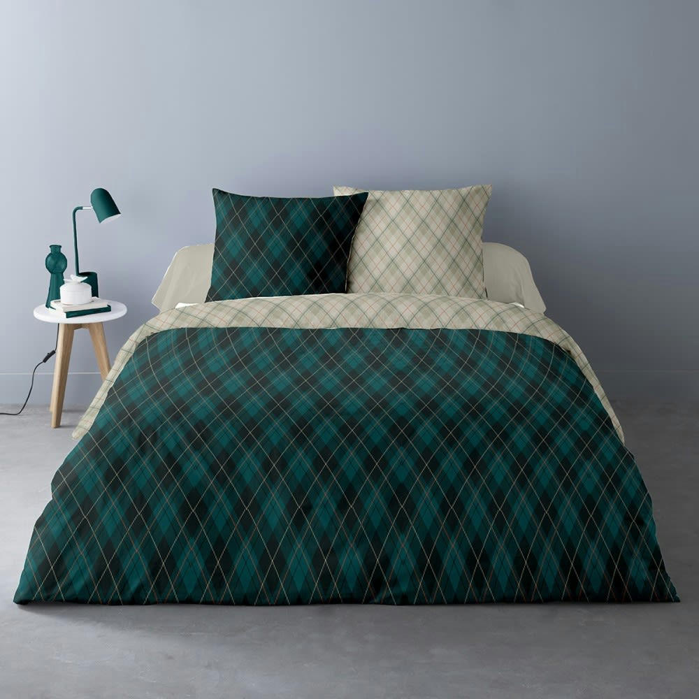 - Parure de couette 100% coton flanelle imprimée 260x240 2 taies