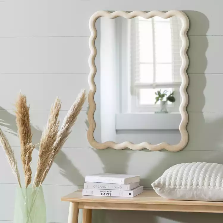 Habitat Solid Ash Wavy Wall Mirror - 75x55cm