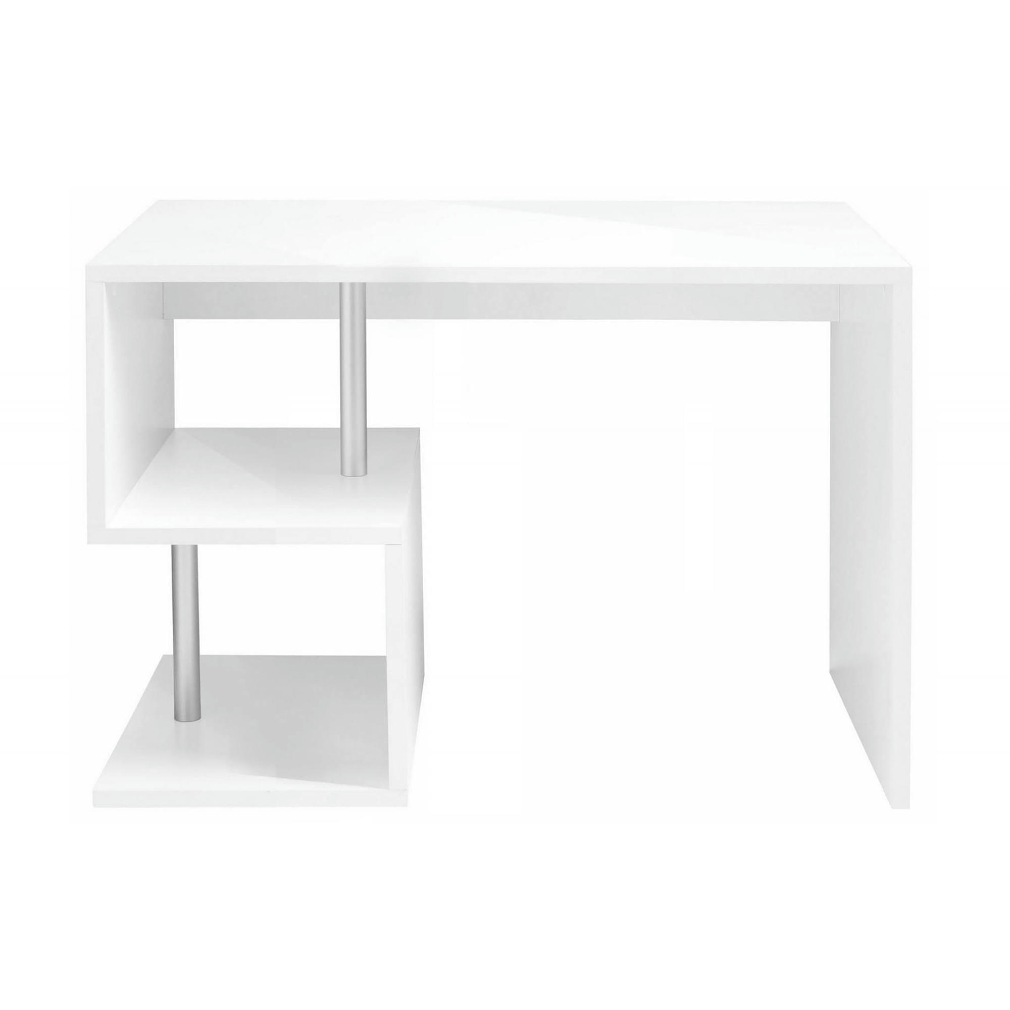 DGYOMBE - Bureau en forme de S effet bois blanc brillant 100x50h78 cm