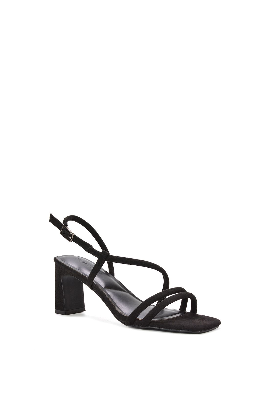 XY London Marceline' Strappy Slingback Mid Block Heel Sandals With Square Toe