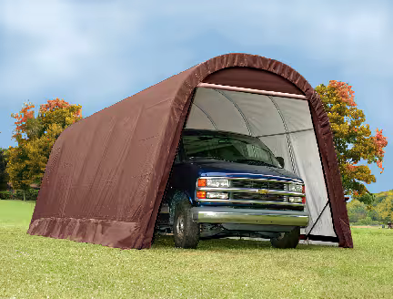 ShelterLogic Heavy Duty Waterproof Round Style Instant Car Garage w/UV Protection, 12 x 24 x 10-ft
