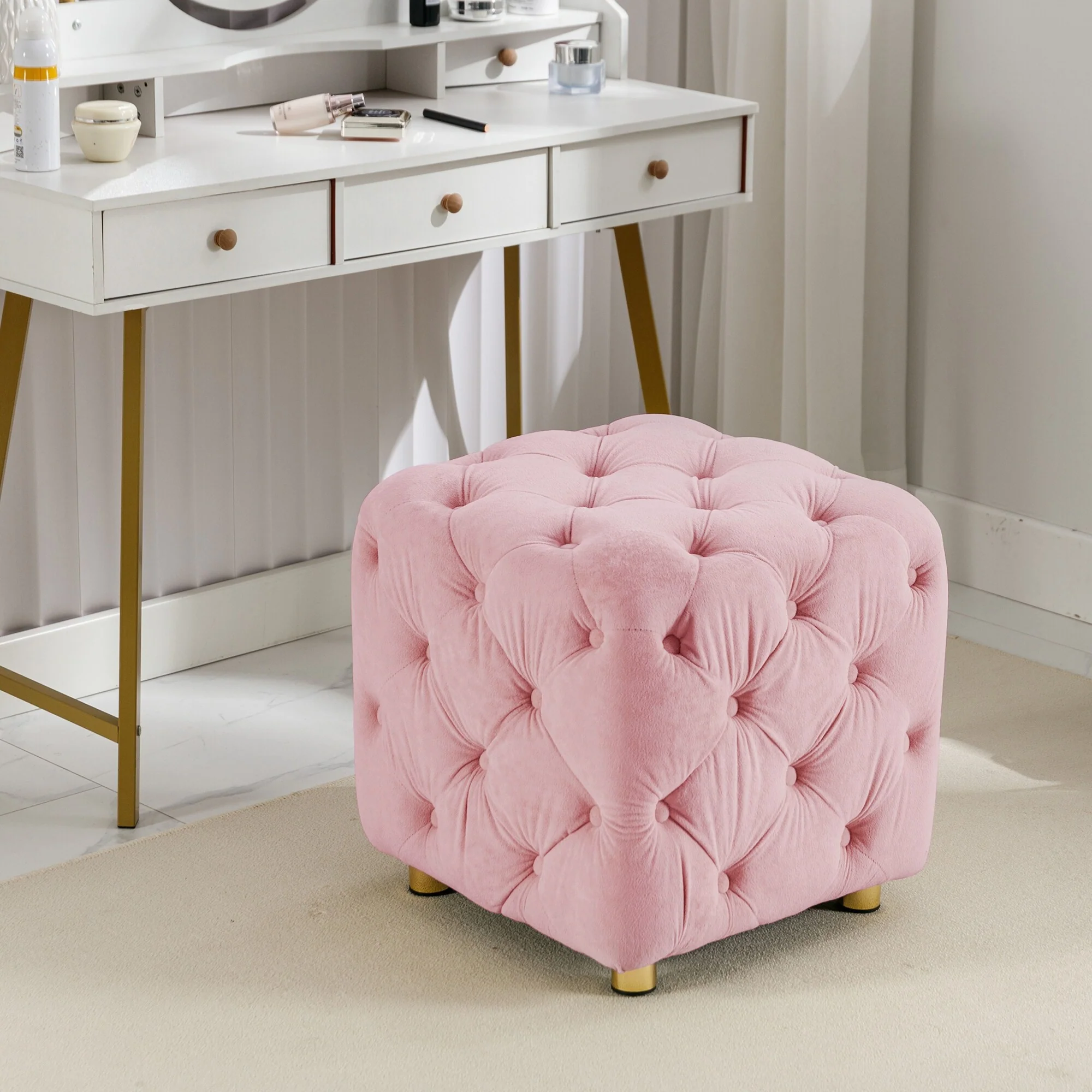 Modern Velvet Upholstered Ottoman