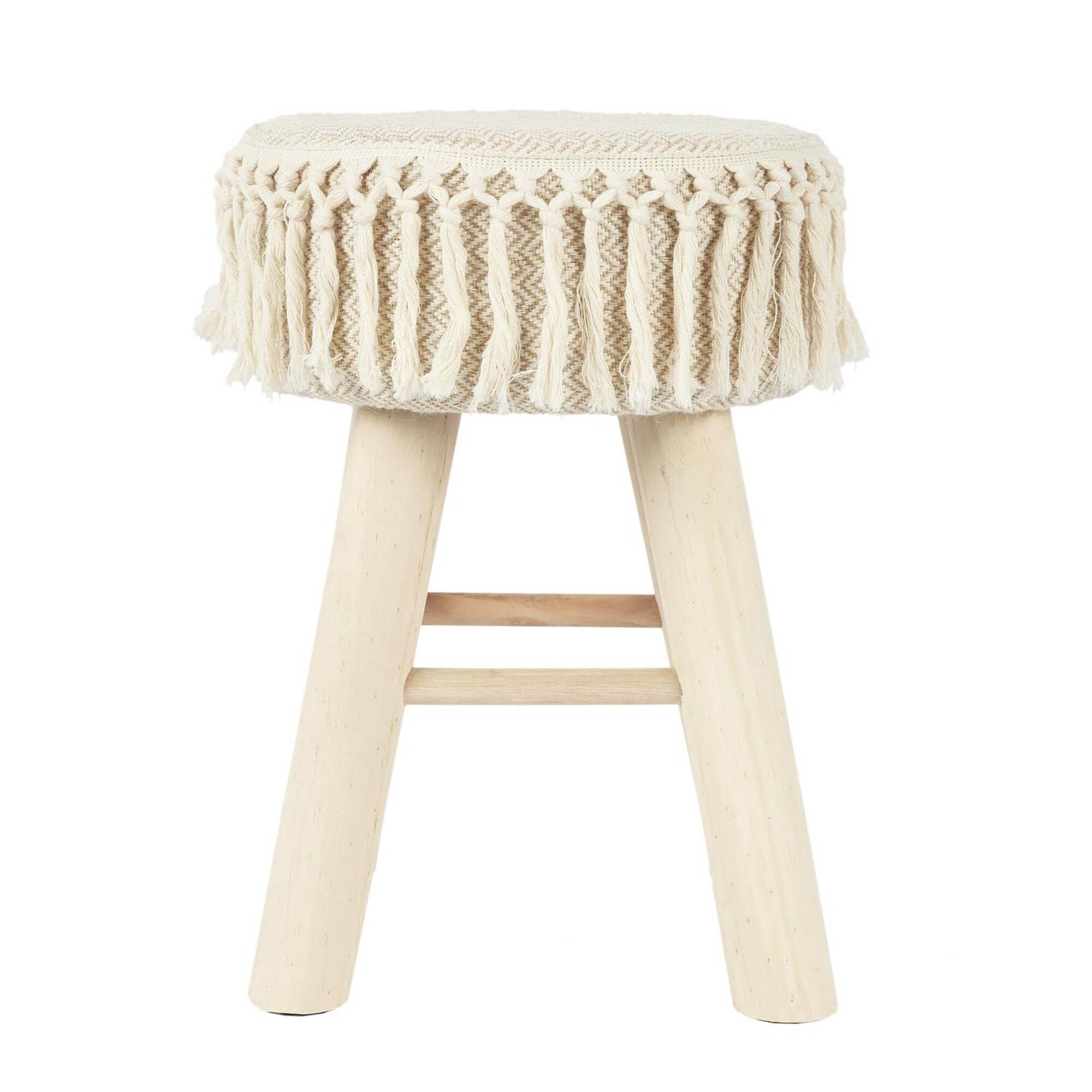 Tabouret en bois, assise tressée