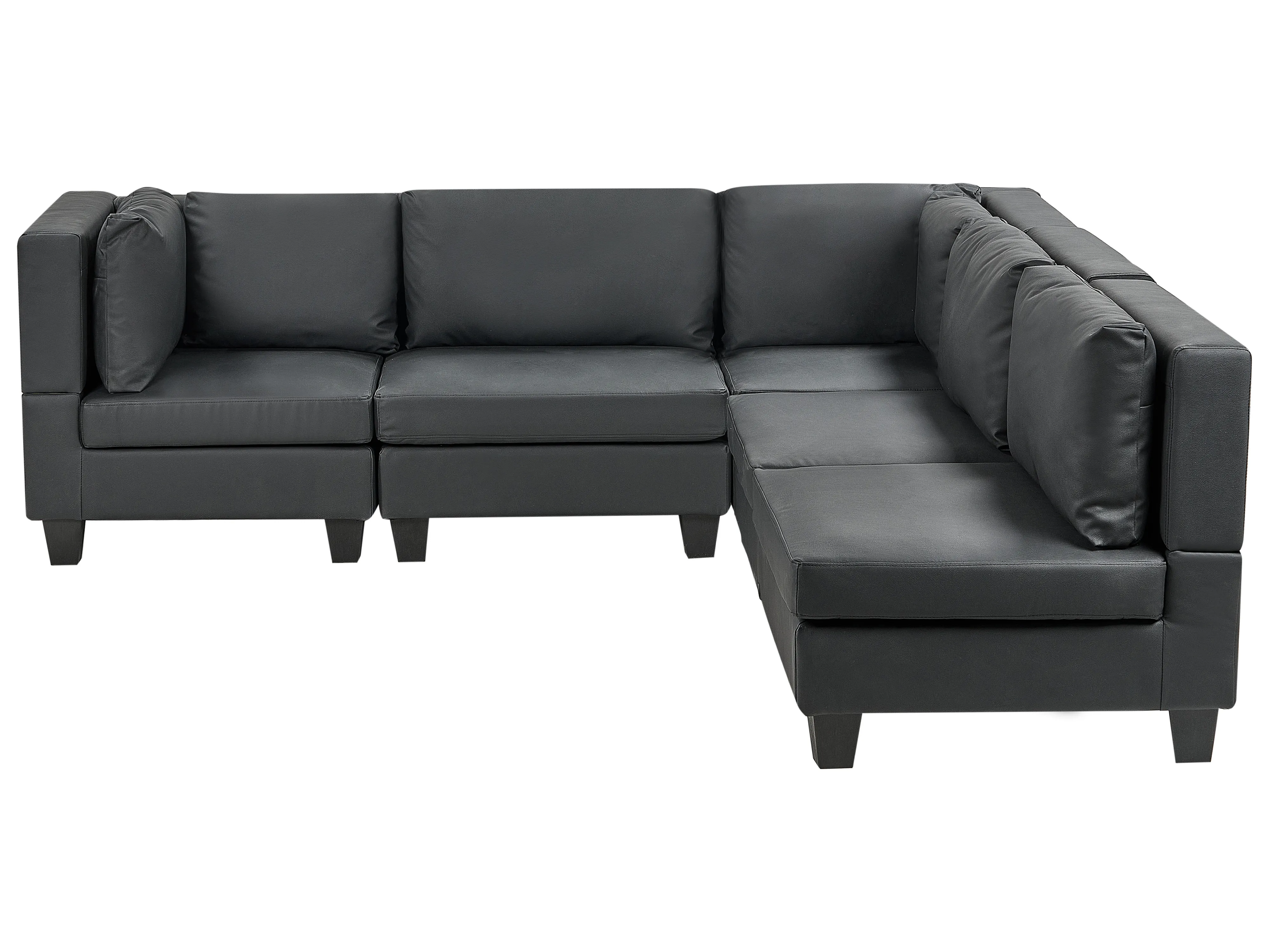 Modular Corner Sofa 5 Seater UNSTAD Faux Leather Black Left Hand