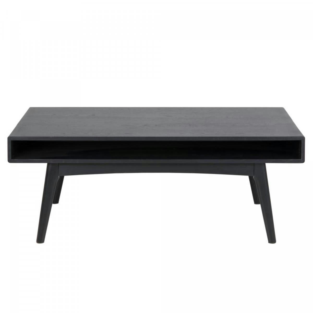 MARTI - Table basse rectangulaire en bois 130x70cm avec niche noir